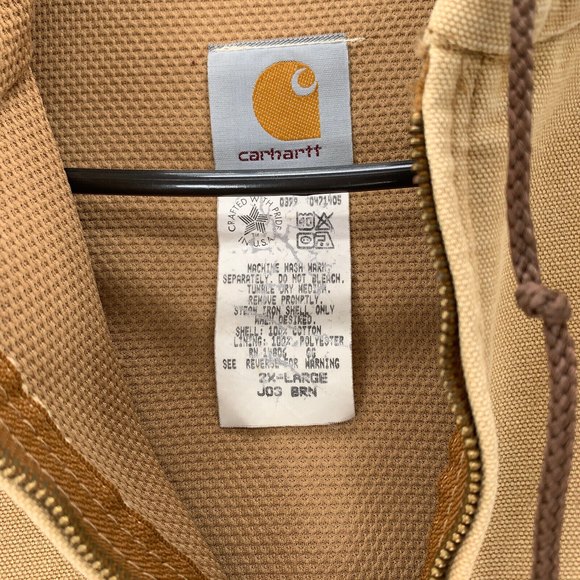 Vtg USA Made Carhartt J03 Coat Men's 2XL Brown Cotton Duck Hooded Jacket Hoodie - Picture 10 of 12